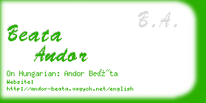 beata andor business card